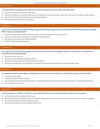 Organ Recovery & Preservation - 100 CPTC Exam Practice Questions (July 2026 Edition)