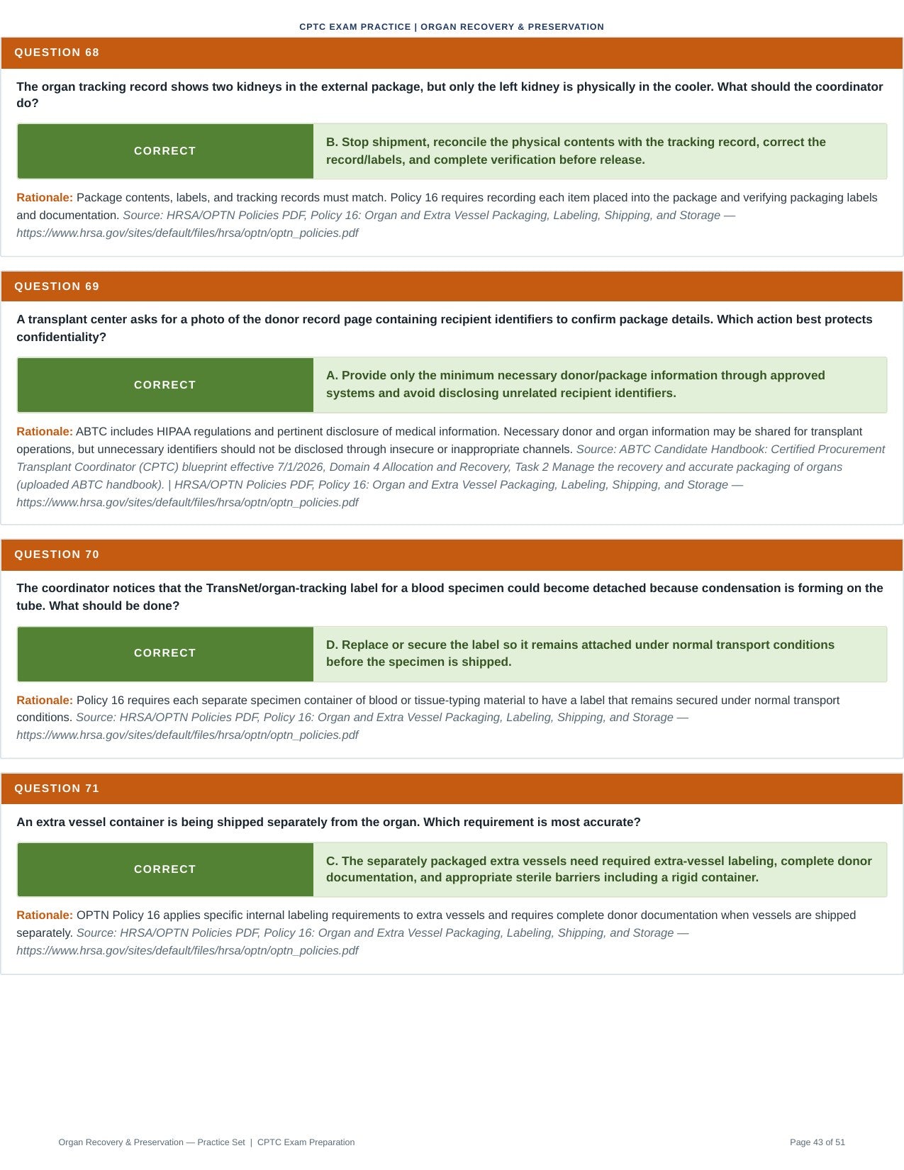 Organ Recovery & Preservation - 100 CPTC Exam Practice Questions (July 2026 Edition)