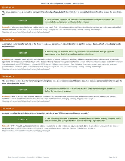 Organ Recovery & Preservation - 100 CPTC Exam Practice Questions (July 2026 Edition)