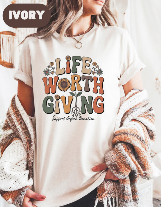 Life Worth Giving Organ Donation Shirt, Donate Life Tee, Comfort Colors Boho Transplant Shirt, Support Organ Donation Gift, Green Ribbon