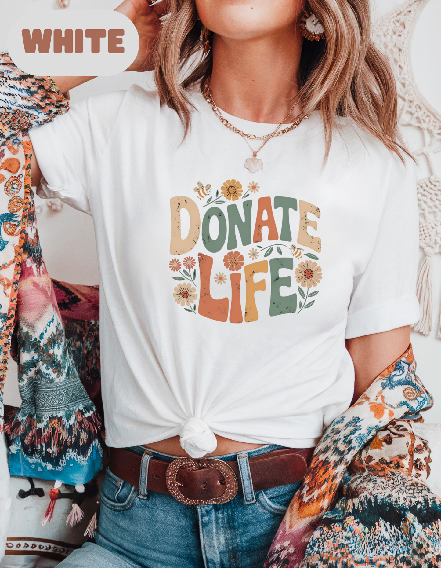 Boho Donate Life Shirt, Organ Donation Shirt, Organ Donor, Organ Transplant, Heart, Liver, Kidney, Lung, Eye, Living Donor, Gift For Nurse