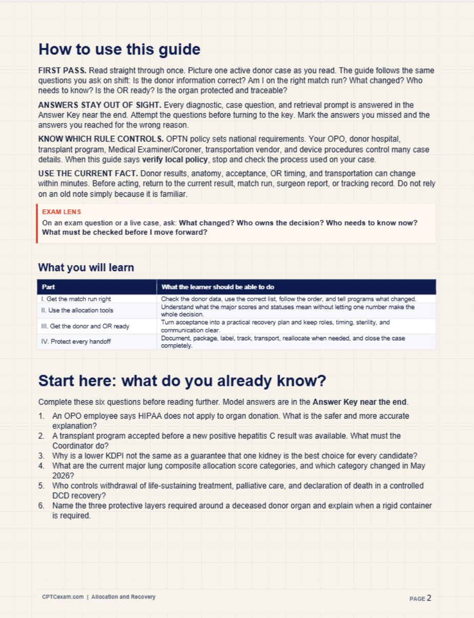 Organ Recovery & Preservation Study Guide (2026 Edition)