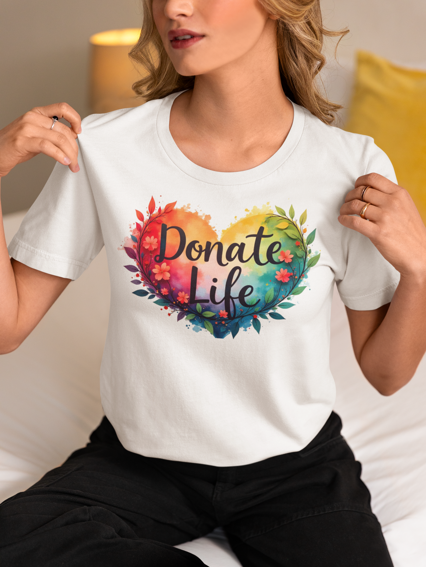 Donate Life Shirt, Hearts and Leaves, SoftStyle T-Shirt