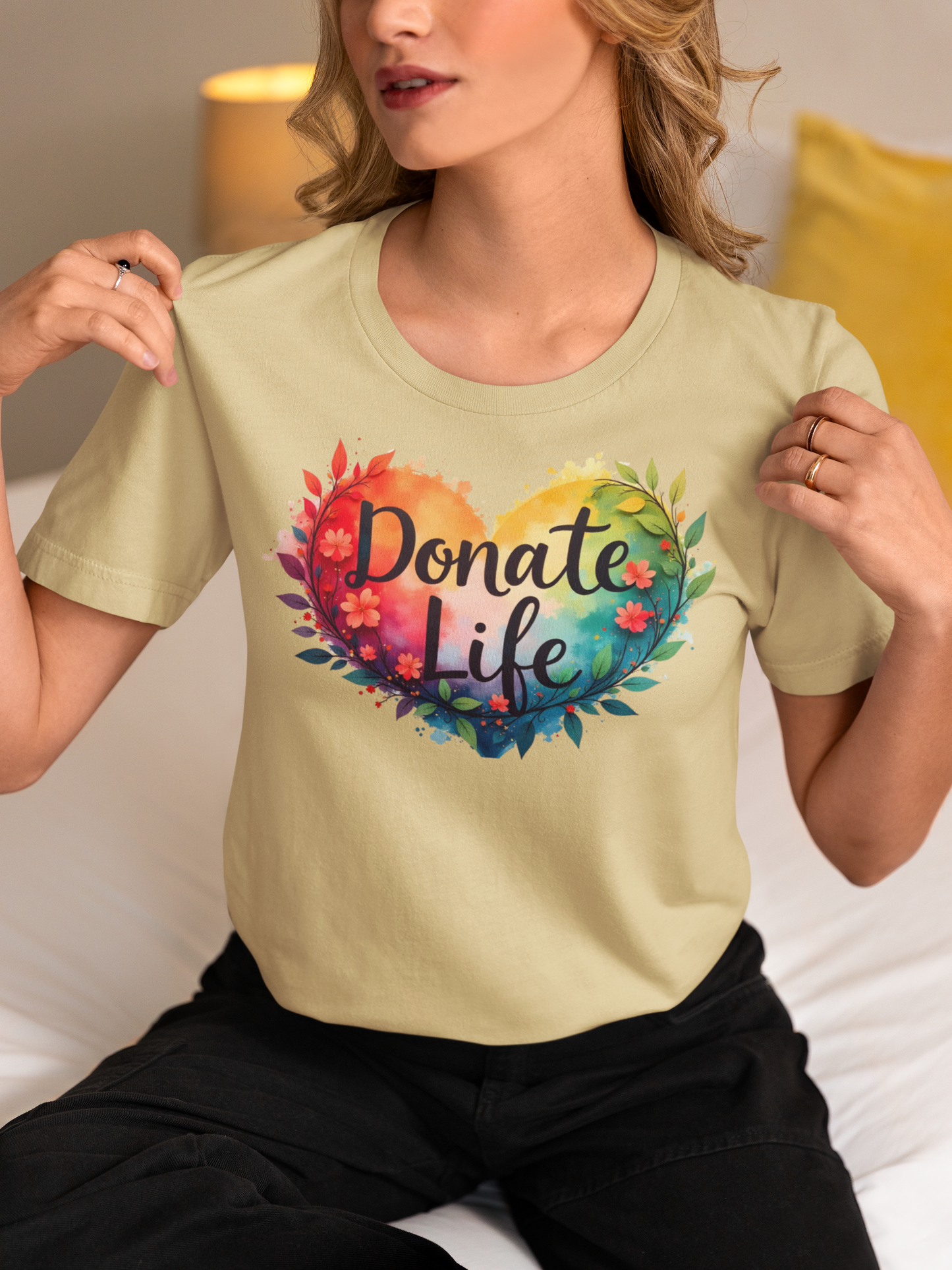 Donate Life Shirt, Hearts and Leaves, SoftStyle T-Shirt