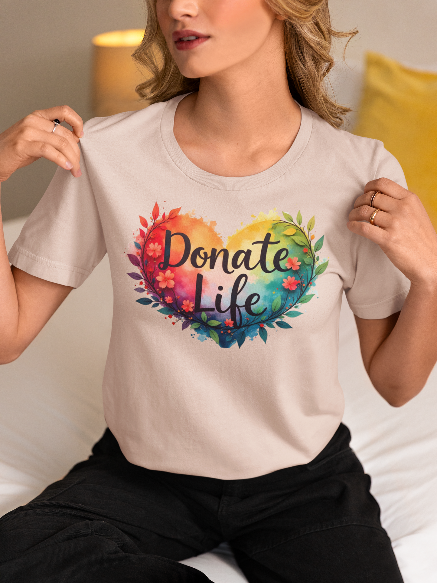 Donate Life Shirt, Hearts and Leaves, SoftStyle T-Shirt