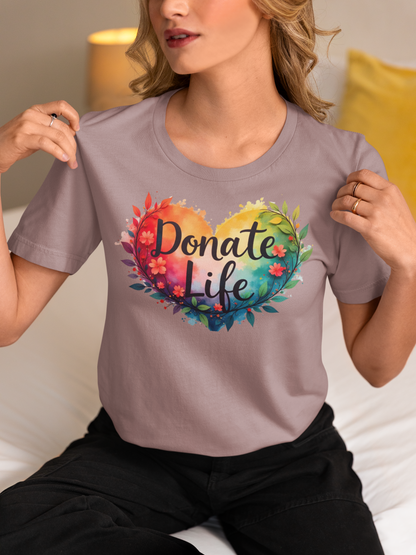 Donate Life Shirt, Hearts and Leaves, SoftStyle T-Shirt