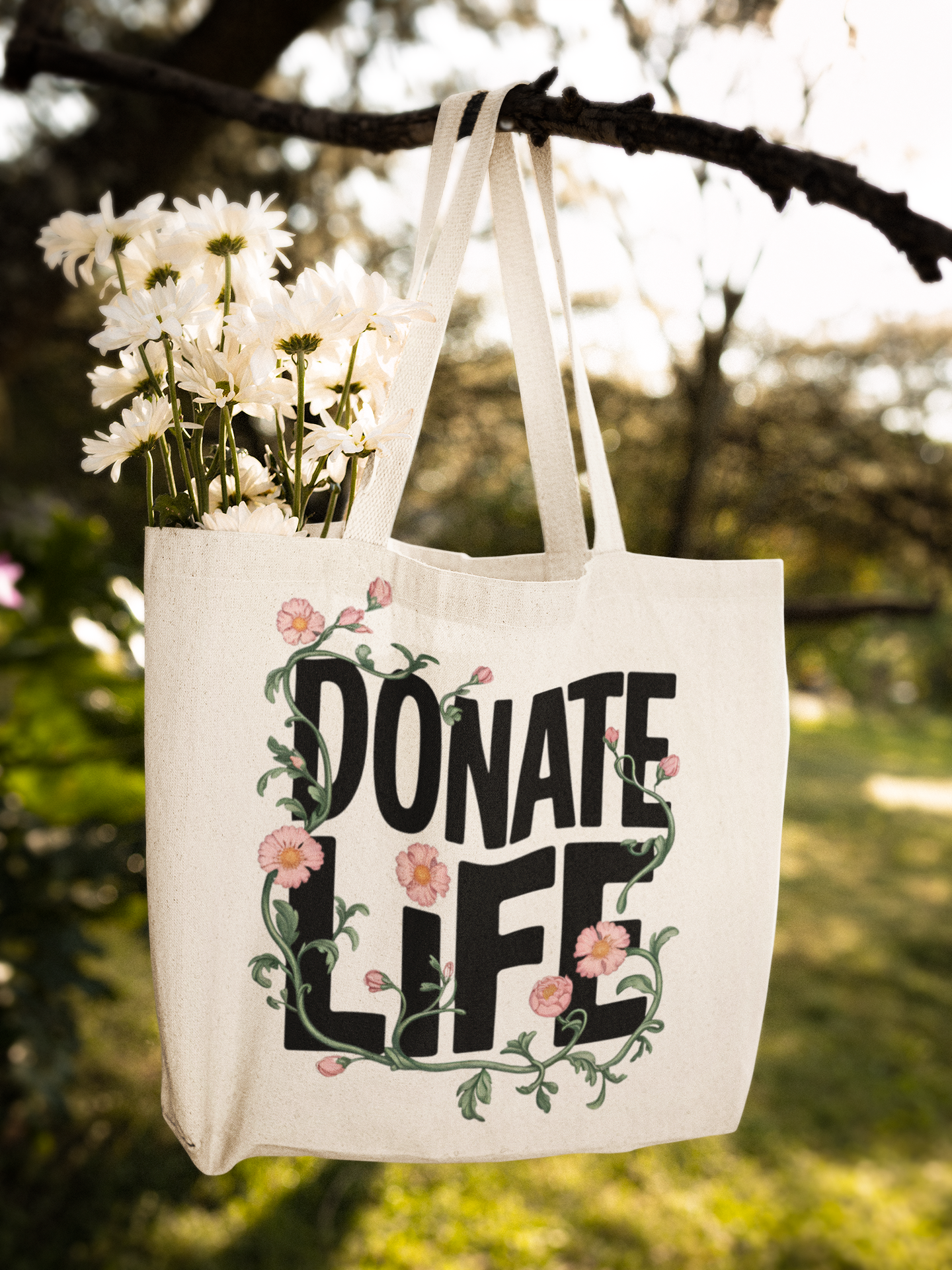 Floral Donate Life Tote Bag