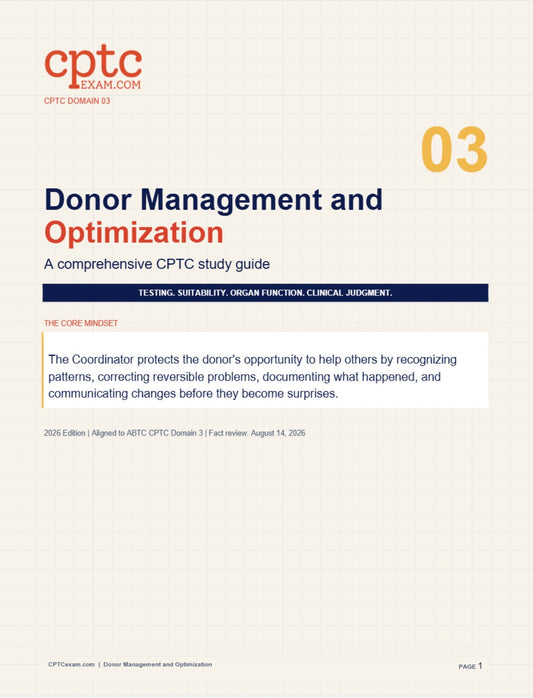 Donor Management & Optimization — CPTC Study Guide | 2026 Edition