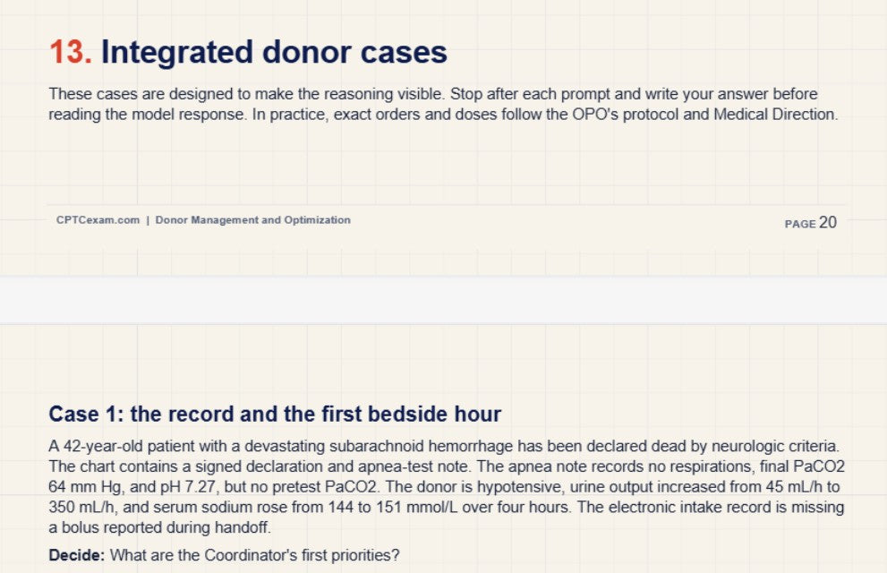 Donor Management & Optimization — CPTC Study Guide | 2026 Edition