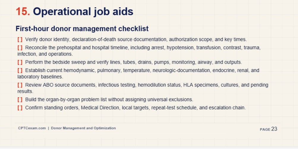 Donor Management & Optimization — CPTC Study Guide | 2026 Edition