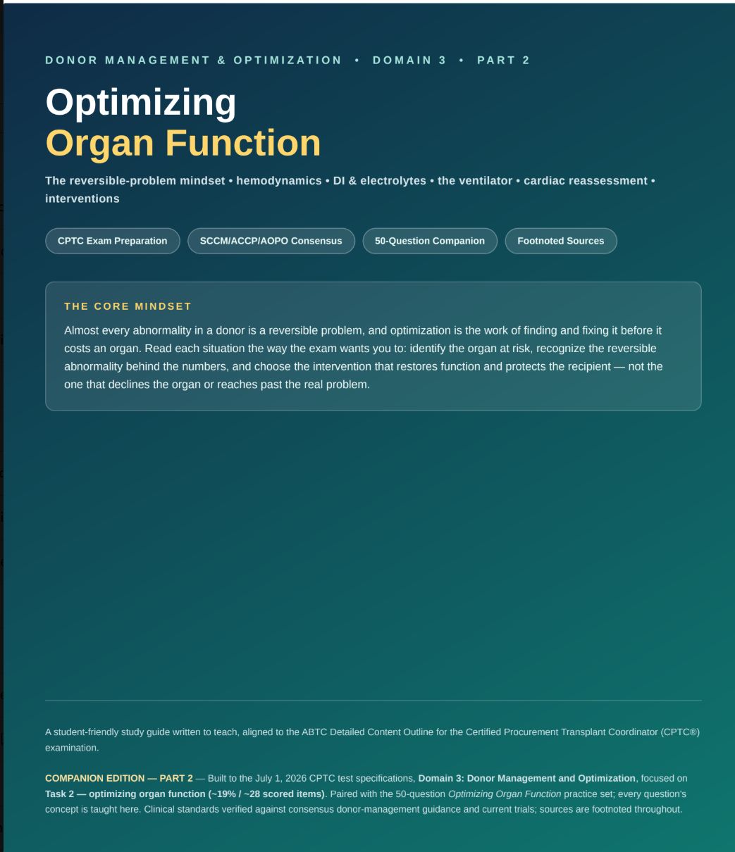 Donor Management: Optimizing Organ Function Study Guide (2026 Edition)