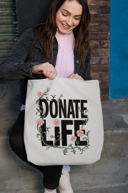 Floral Donate Life Tote Bag