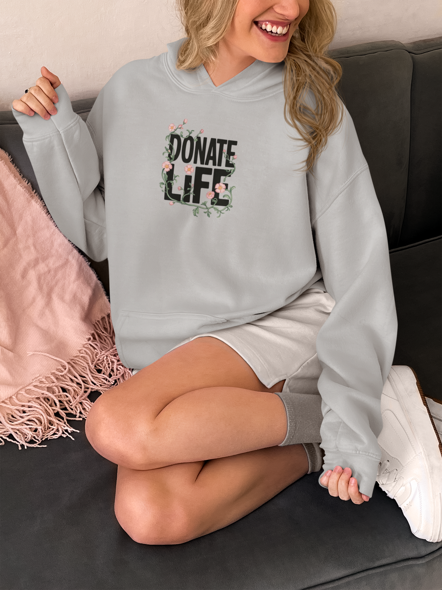 Floral Donate Life Hoodie, Organ Donation Sweatshirt