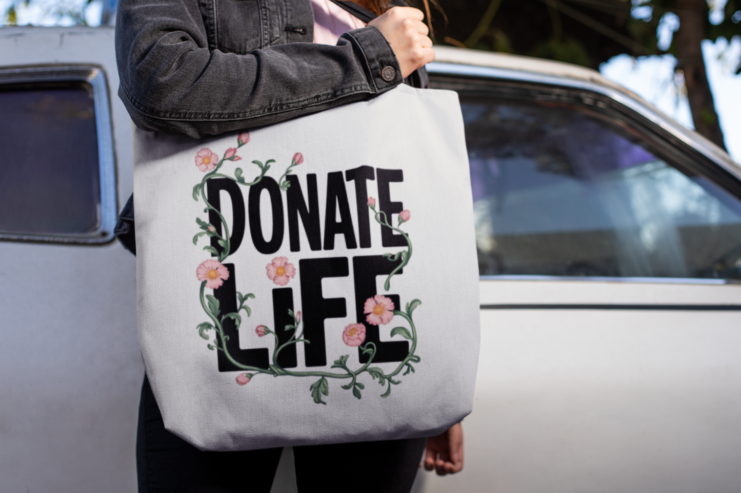 Floral Donate Life Tote Bag