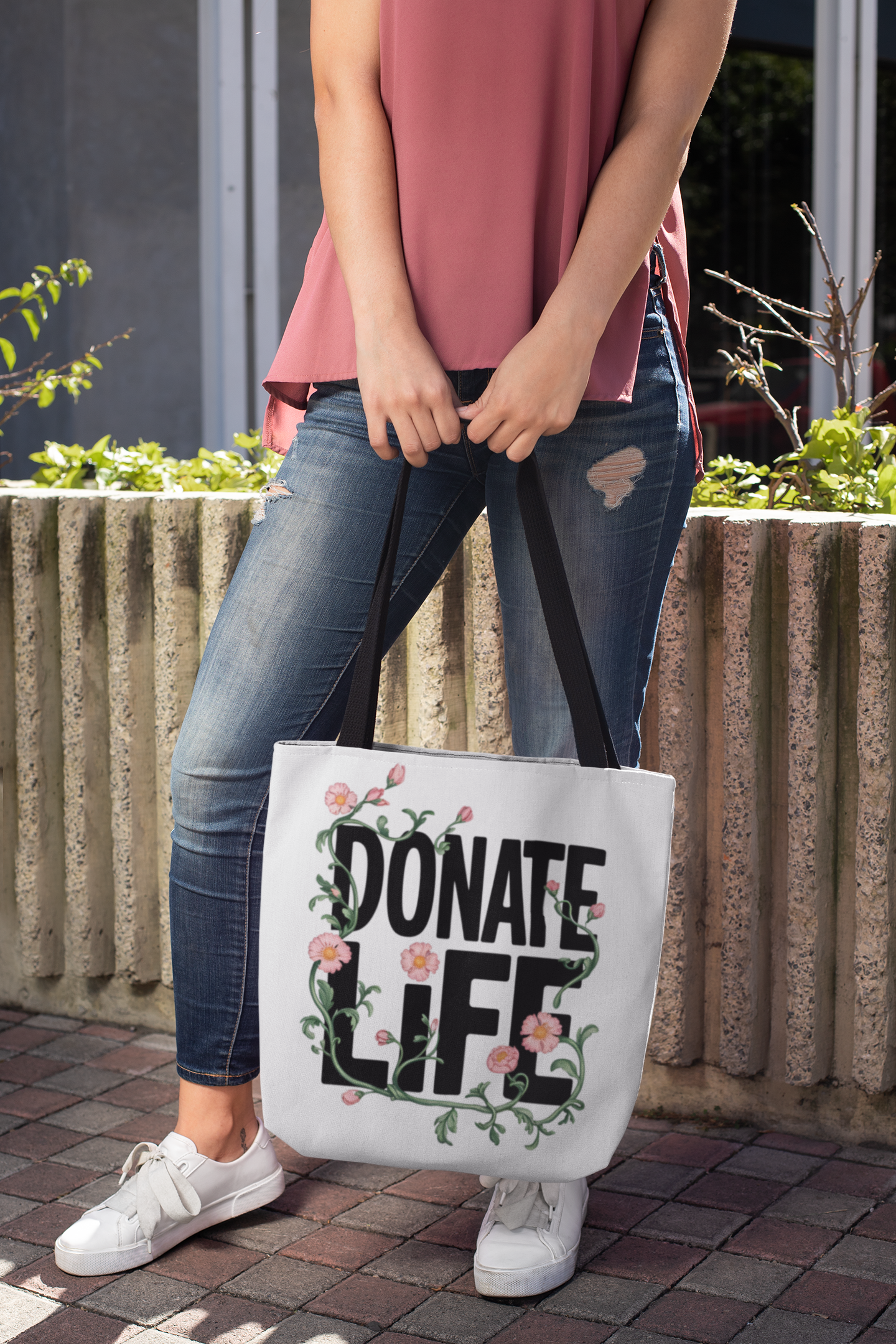 Floral Donate Life Tote Bag