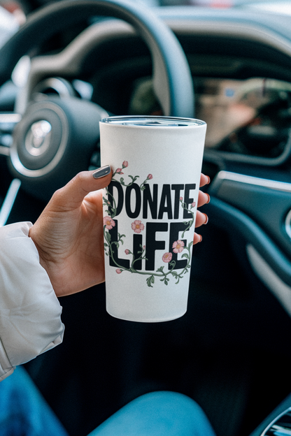 Floral Donate Life Insulated Tumbler 20oz, Organ Donation Mug