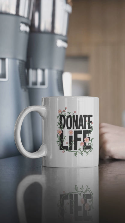 Floral Donate Life Mug, Organ Donation Gift