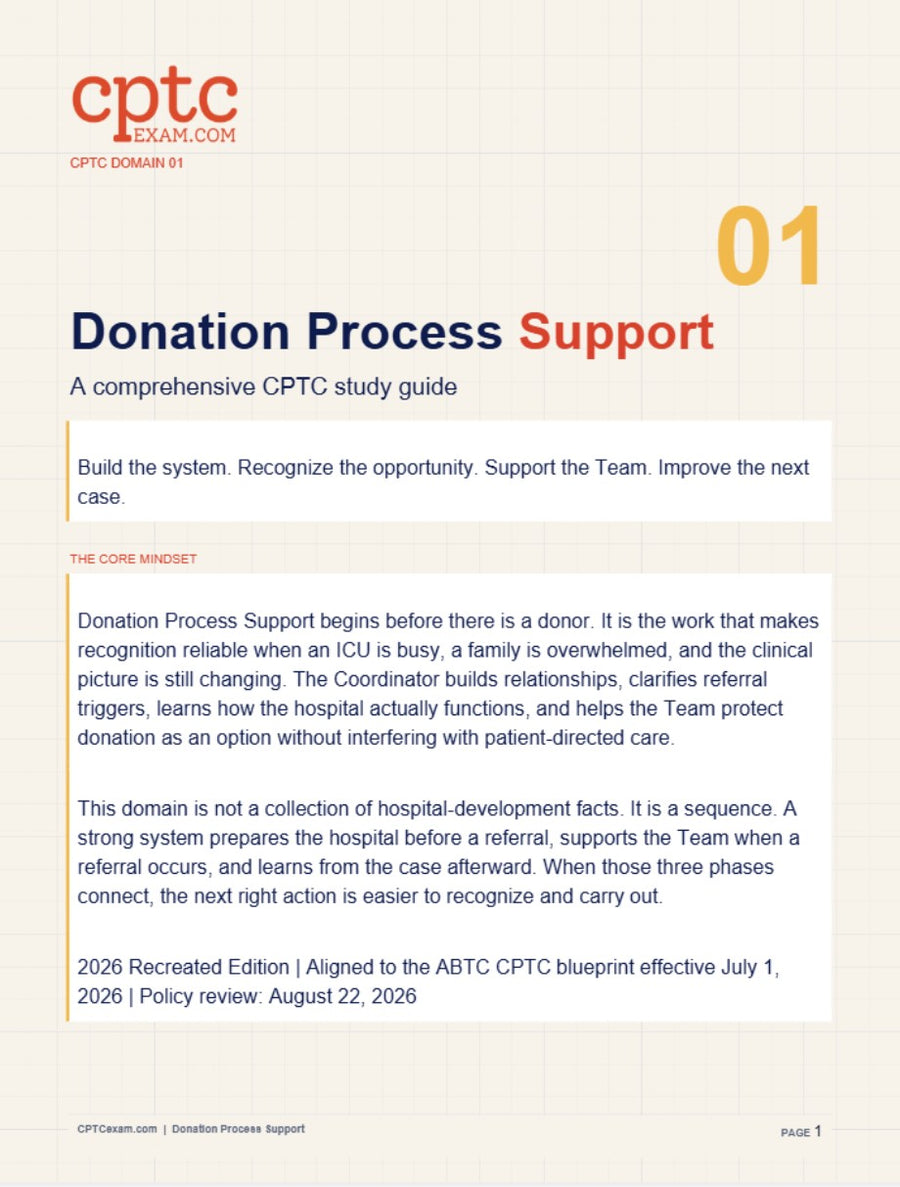 Donation Process Support - CPTC Study Guide- (2026 Edition)
