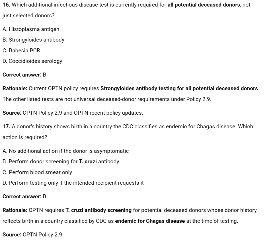 Donor Management and Optimization (Part 1) - Testing and Suitability - 50 CPTC Practice Questions (July 2026 Edition)